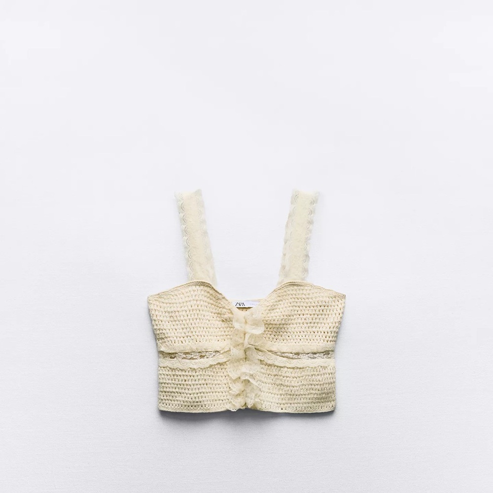 Zara Cream Lace Crop Top